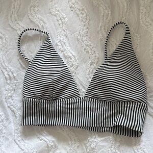 aerie Black & White Striped Triangle Bikini top